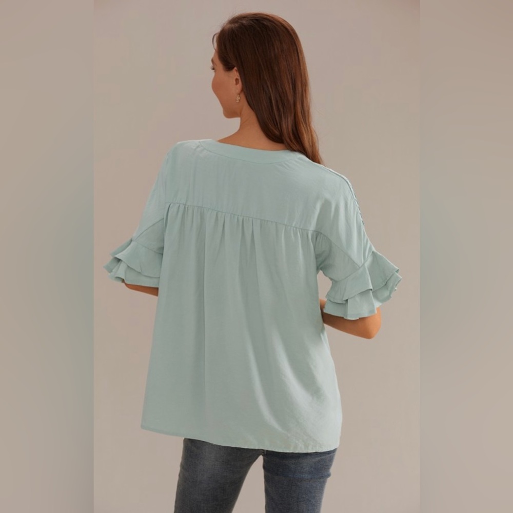 Ladies Ruffle Sleeve Blouse - Picture 2 of 2